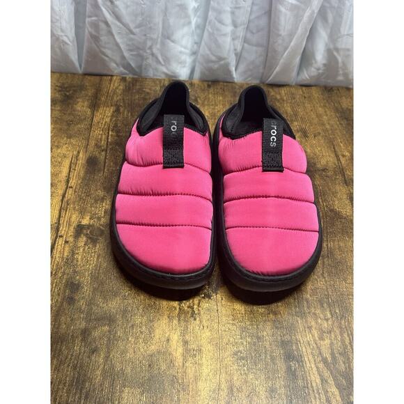 Crocs Classic Puff Moc Dragonfruit Pink Slip On Comfort Lined Womens 10 Mens 8 - Picture 2 of 11